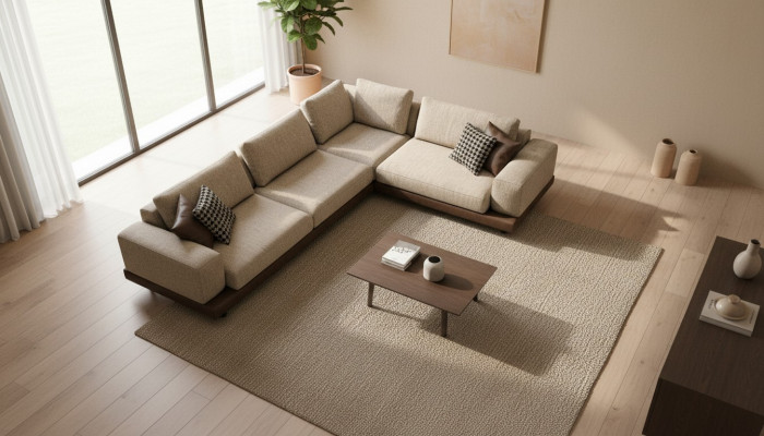 Beige Eckcouch Polstersëtzegarnitur L-Form Sofa Modern Wunnlandschaft Canapé