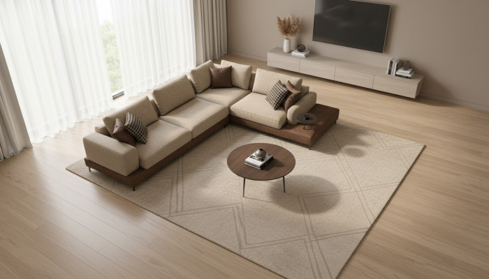 L-Form Sofa mat Ablageflächen Wohnzëmmermébel Couch Sofas Polstermébel