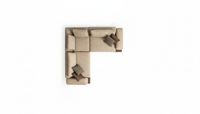 Modernen Eckcouch an L-Form fir Wunnzëmmer, Textile Couch, nei Miwwel.