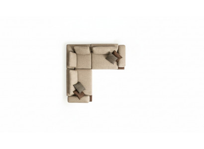 Modernen Eckcouch an L-Form fir Wunnzëmmer, Textile Couch, nei Miwwel.