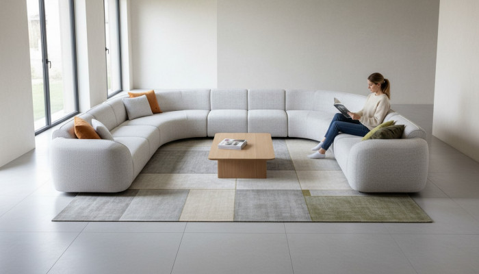 Canapé U-Form Luxus Wunnzëmmer Design Modern Textil Wunnlandschaft Couch