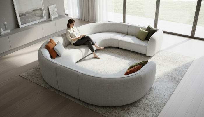 Grouss Gro Couch an U-Form Wunnzëmmer Set Luxus Sofas Modernen Stil