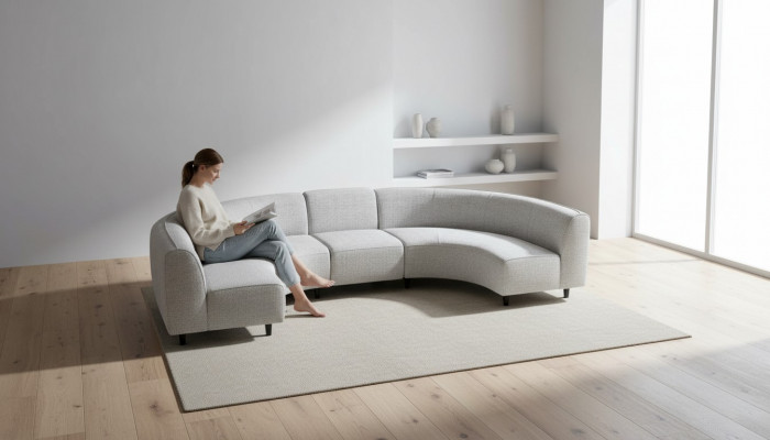Halbronn Gro Eckcouch-Garnitur Textil Sofaen U-Form Couch Modern Nei