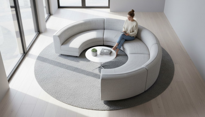 Ronddëgt U-Form Sofa Luxus Design Wunnzëmmer Sofa Relax Garnitur