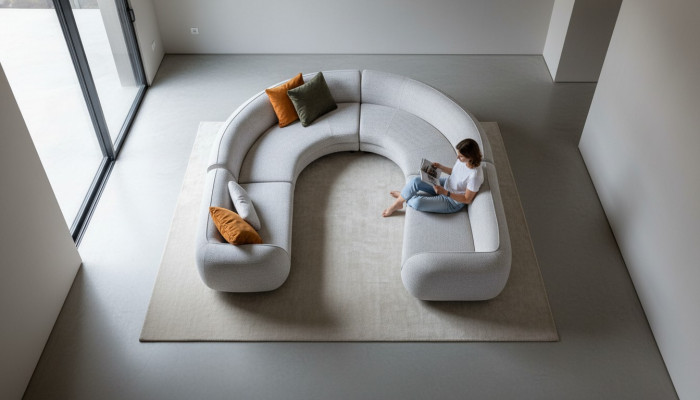 Graues Ecksofa U-Form Modern Polstercouch Wunnzëmmer-Sofa Designer