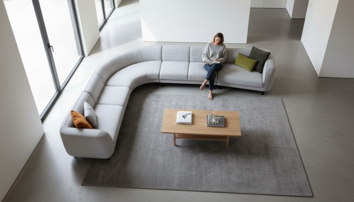 Polster Miwwelen Textil L-Form Sofa Wunnzëmmer Eck Relax Sitzgrupp Couch