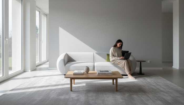 Grau Wunnzëmmer Polster Canapé Modern Textil Couchen Luxus Miwwelen Couch