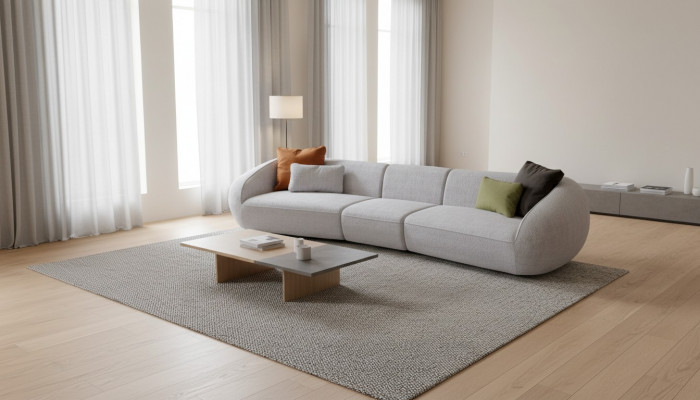 Gestofféiert Miwwelen Sechsseeter Wunnzëmmer Couche Textil Sofaen Modern Miwwelen