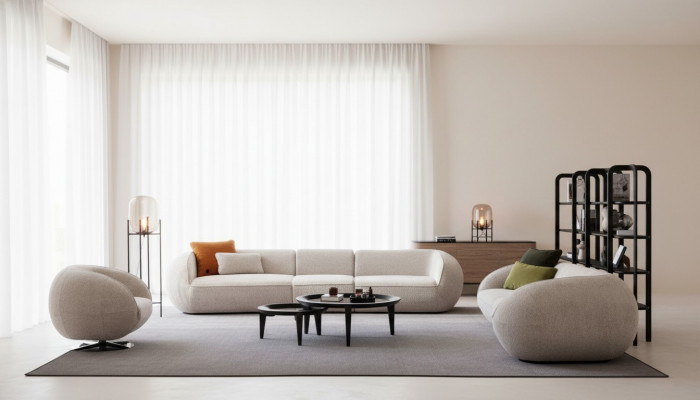 Luxuriéis Lounge Garnitur Canapé Set Fënnefsetter Dräisëtzer Sesselle Set Modern