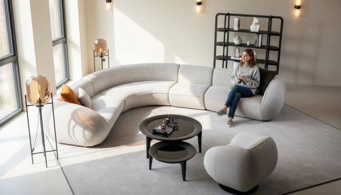 Grau Ecksofagarnitur Wunnzëmmer Polstersofa Luxus Ecksofagruppe Sofa