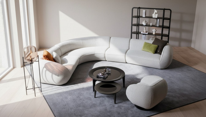 Grau Ecksofagarnitur Wunnzëmmer Polstersofa Luxus Ecksofagruppe Sofa