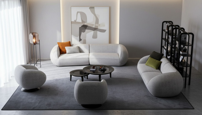 Sofagarnitur Lounge Sëtzgrupp Dräisëtzer Fotell Polstereck Modern