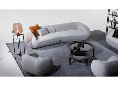 Grou Lusessuergarnitur Véiersëtzer Fauteuil Luxus Couchen Textilmiwwelen