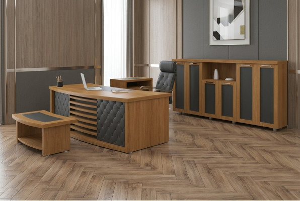 Design Büro Set Luxus Holz Miwwelen Schreifdësch Schaf Ariichtung 4tlg