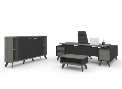 Aarbechtszëmmer Büro Miwwelen Schreiwedësch Couchdësch Akteschaf 3tlg Set