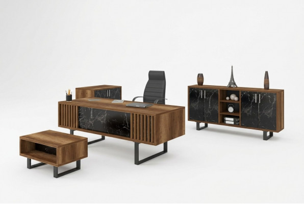 Büro-Schreifdësch Set Ariichtung mat Marmor Dësch Büro Schaf 4-dëleg.