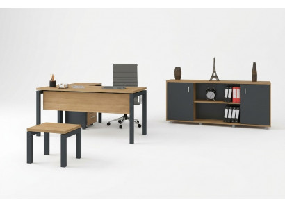 Büro Ariichtung Schreibtisch Akteschaf Schaf Canapé-Dësch 2-Deeler Set