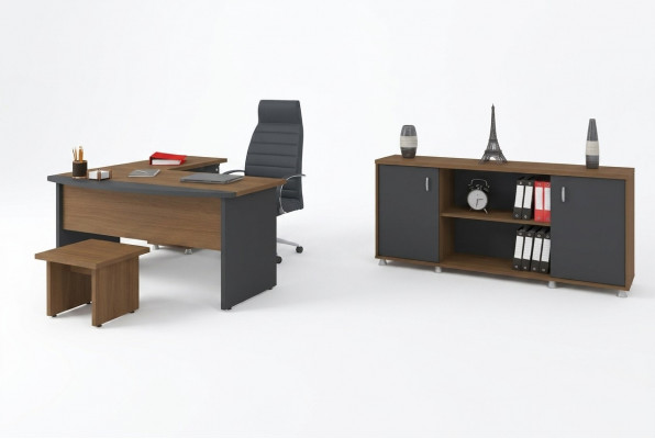 Klassesch Holzmobilier Büro Set Eckschreifdësch Aarbechtszëmmermobilier
