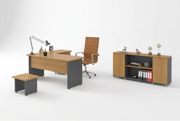 Büroariichtung Aarbechtszëmmer Set Bëschmöbel Direkterschaf Schrëftdësch Schaf