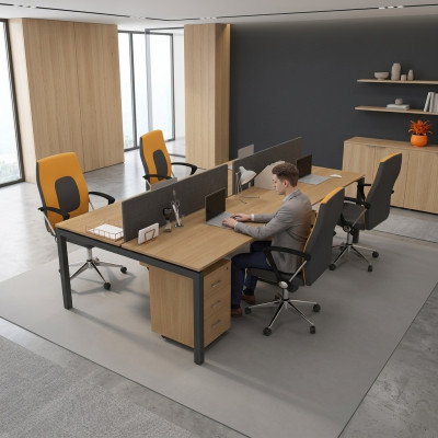 Groussen Schreifdësch Büroausstattung Team Dësch 4 Persounen Büro Miwwelen