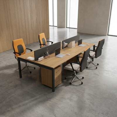 Groussen Schreifdësch Büroausstattung Team Dësch 4 Persounen Büro Miwwelen
