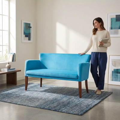 Blo Textil Zweisëtzer Aarbechtszëmmer Couch Modern Büro Miwwelen Office