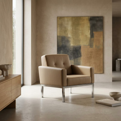 Sesselen Bürosmiwwelen Aarbechtszëmmer Beige Sëtz Holz Miwwelen Polstersesselen