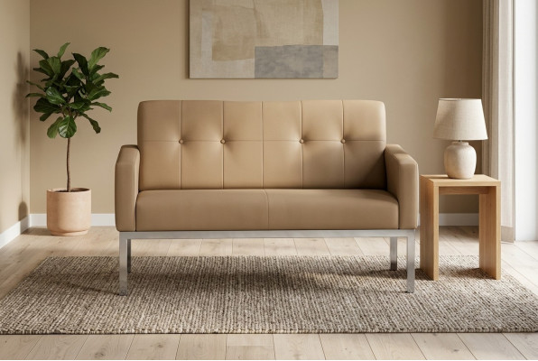 Crème-zwee-Lëtzebuerg Sëtzgeleeënheet Büro Miwwelen Gepolstert Sofa Holzstruktur Textil Ariichtung