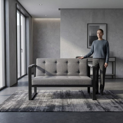 Designer gro Sofa Zweisëtzer Textilbezug Büro Ariichtungsmöbel