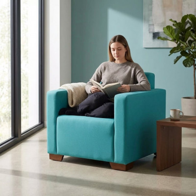Fotell, Aarbechtszëmmer, Blo, Sëtz, Büro, Miwwelen, Polsterfotell, Nei, Textil