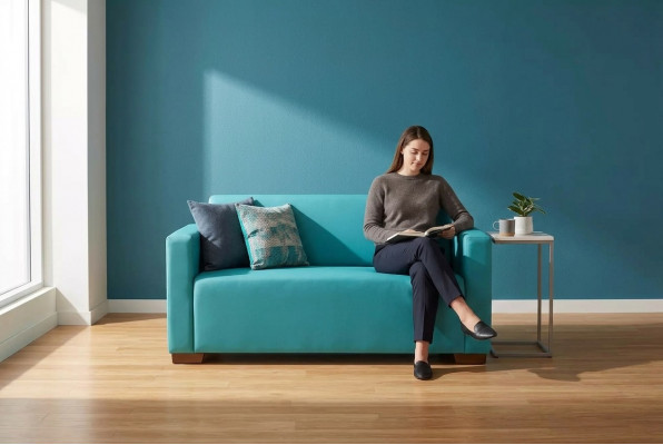 Tyrkisbloen Zweisëtzer Polstermöbel Aarbechtszëmmer Modern Sofa Luxus Couch.