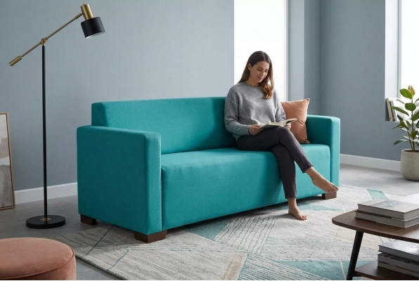 Türkis dräisëtzegt modernt Luxus-Sofa Aarbechtszëmmermiwwelen Biiromiwwelen