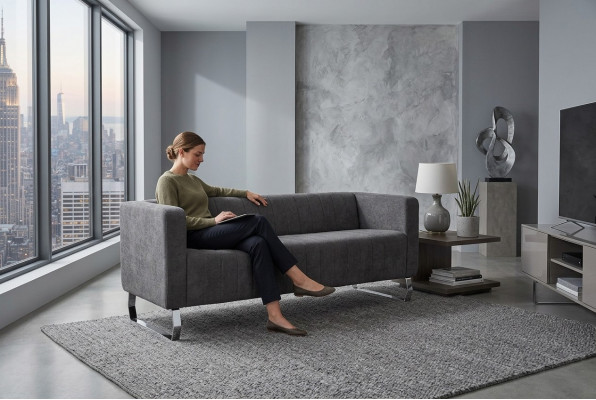 Moderne Drësëtz-Luxus-Couch Büro Miwwelen Textilzofaen Sitzgrupp