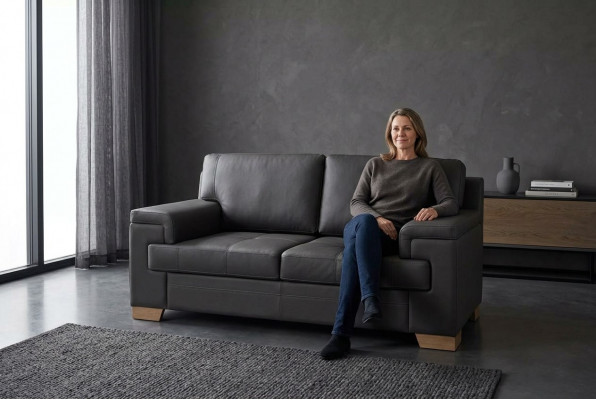 Sofa Zweisitzer Schwaarz Textilmöbel Büro Sëtzer Polstersofa Büro