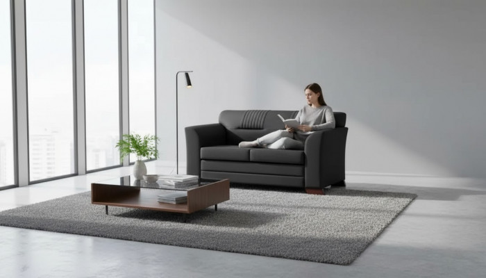Schwaarzen Zweisëtzer Modern Büro Miwwelen Gepolstert Sofas Aarbechtszëmmer