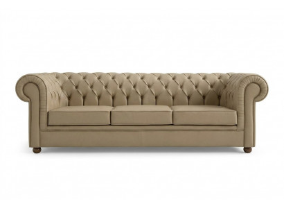 Beige Chesterfield Drësëtz Büro Miwwel Sofa Polstersofa Luxus Miwwel