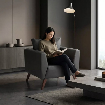 Schwaarze Sessel Design Polster Sëtz Aarbechtsraum Büro Office Nei