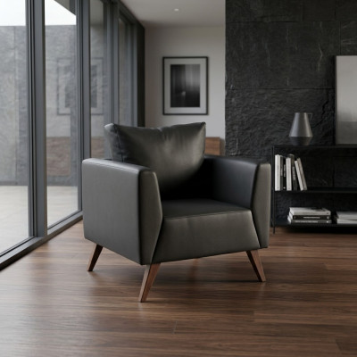 Schwaarze Sessel Design Polster Sëtz Aarbechtsraum Büro Office Nei