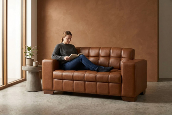 Braune Lieder Zweisëtzer Büro-Miwwelen Büro-Miwwelkollektioun Stoffcouch