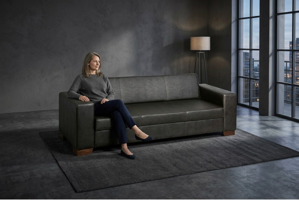 Schwaarze Büro Dräisëtzer Aarbechtszëmmer Sofa Luxus Canapé Polstermiwwel
