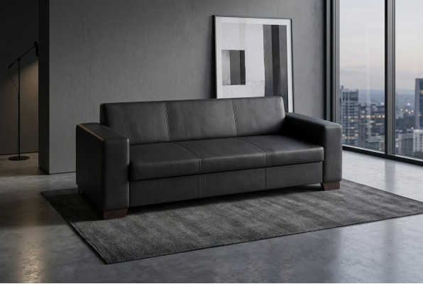 Schwaarze Büro Dräisëtzer Aarbechtszëmmer Sofa Luxus Canapé Polstermiwwel