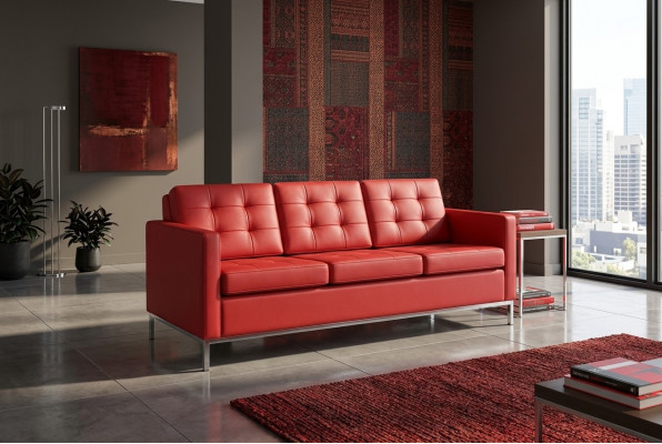 Roude Dreisëtzer Modern Luxuscouch Polstersëtzer Textil Sofas Stil