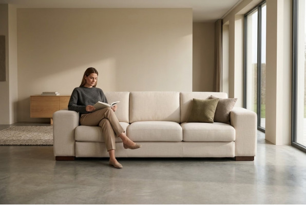 Wäisse dräisëtzegen Textilsofa Nei Designer Couche Aarbechtszëmmer Miwwelen