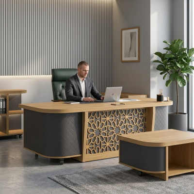 Groussen Chefsschreibtisch Büromiwwelen Aarbechtszëmmer Dësch Modern Miwwelen