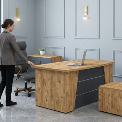 Schreifdësch Büro Miwwelen Aarbechtszëmmer Holz Computerdësch Office Dësch