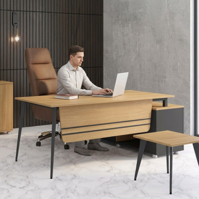 Bürosdësch Aarbechtszëmmer Büro Miwwelen Eckschreifdësch Miwweldesign Holz