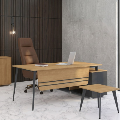 Bürosdësch Aarbechtszëmmer Büro Miwwelen Eckschreifdësch Miwweldesign Holz