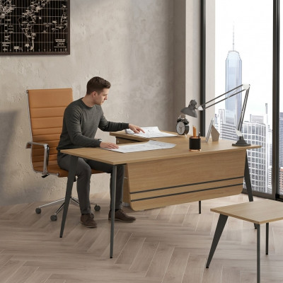 Büro Holzmiwwelen Eckschreifdësch Designer Aarbechtsdësch Office Dësch