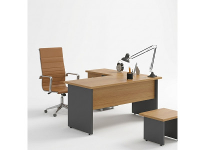 Eckschafschëller Aarbechtszëmmer Design Bürosmobiliär Holz Dësch Büro