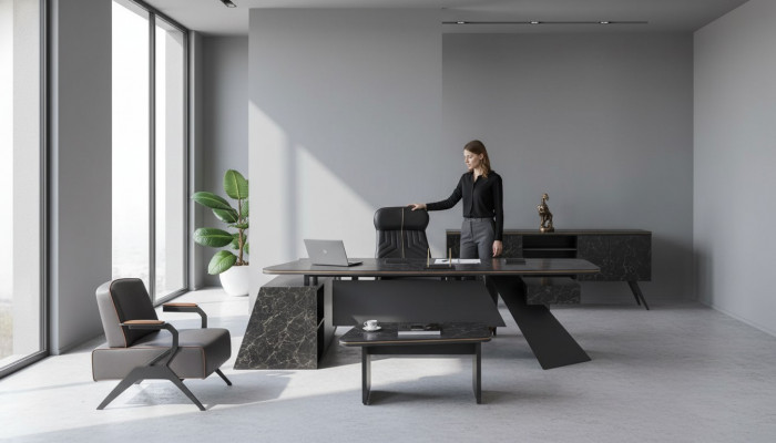 Aarbechtszëmmermiwwele, Bürosmöbelkollektioun, Aarbechtsplazset, Schreifdësch, Nei